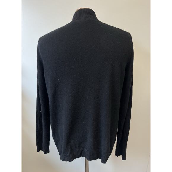 White Warren Sweater XL Black 100% Cashmere Long Sleeve 1/4 Zip - Picture 2 of 8
